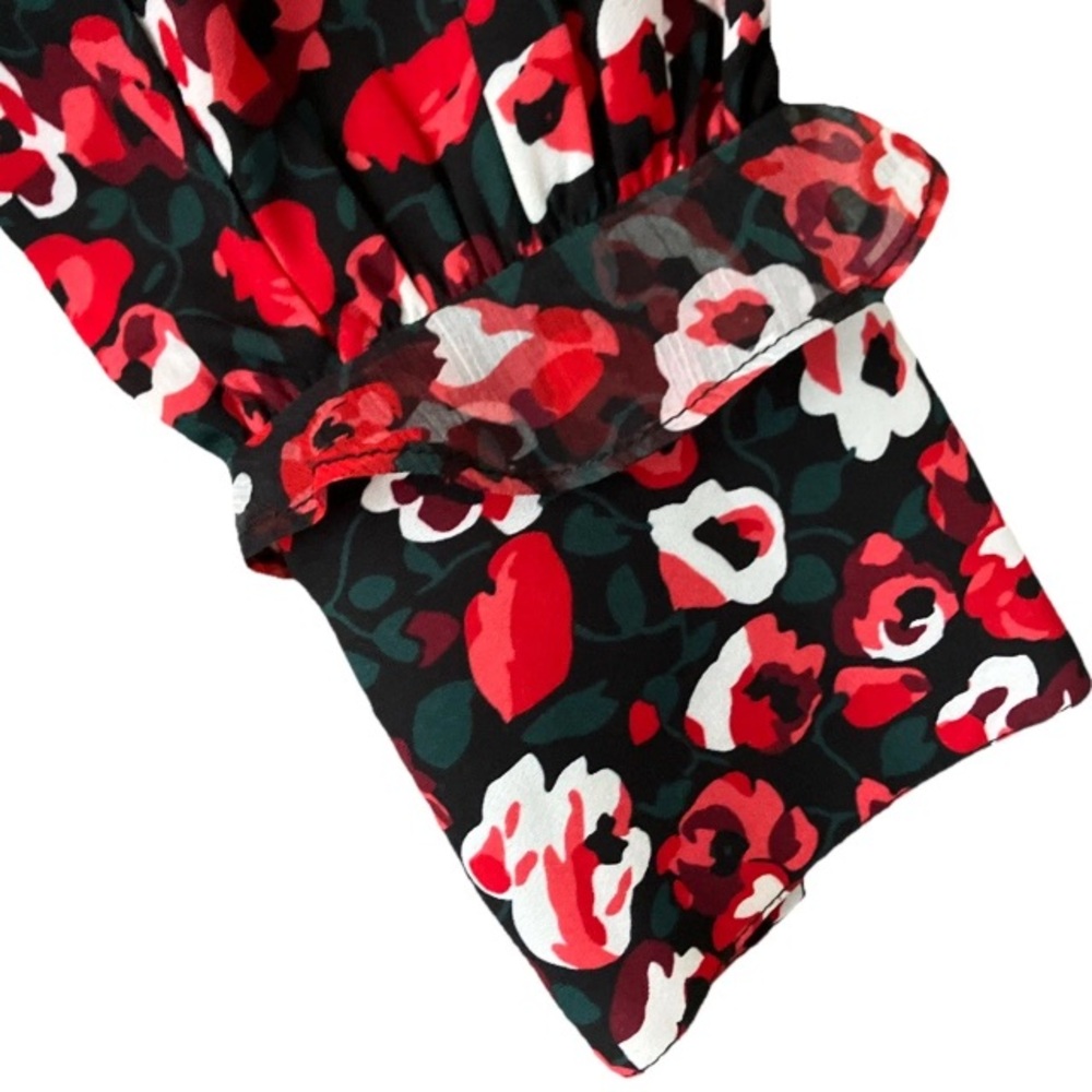 RALPH LAUREN Floral Ruffle Button Long Sleeve Blouse M Career Classic Timeless - Picture 7 of 11